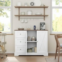 Buffet Cabinet with Storage, Coffee Bar Cabinet with 3 Drawers, Sideboard for Kitchen Dining Living Room, White