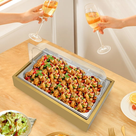 Buffet Cold Serving Display Tray Cooling Food Dishes Display Plate Case with Lid