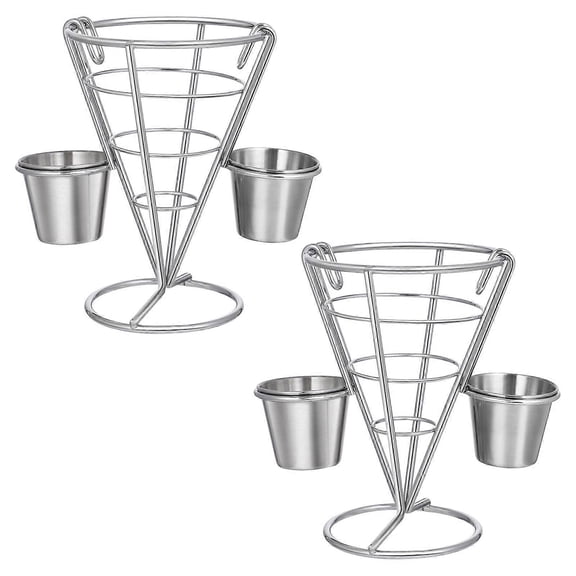 Buffet Food Display, French Fries Cone Baskets with Additional Dip Compartments