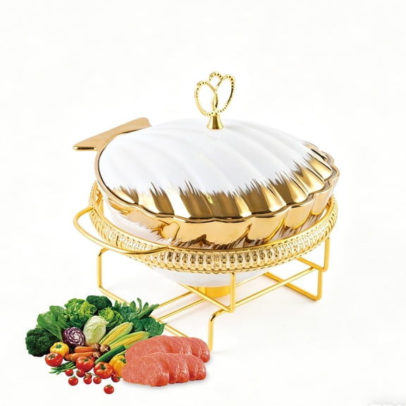 Buffet Food Warmer, Ceramic Oval Chafing Dish Buffet Set, Buffet Warming Container with Lid, Food Warming Tray for Catering Weddings