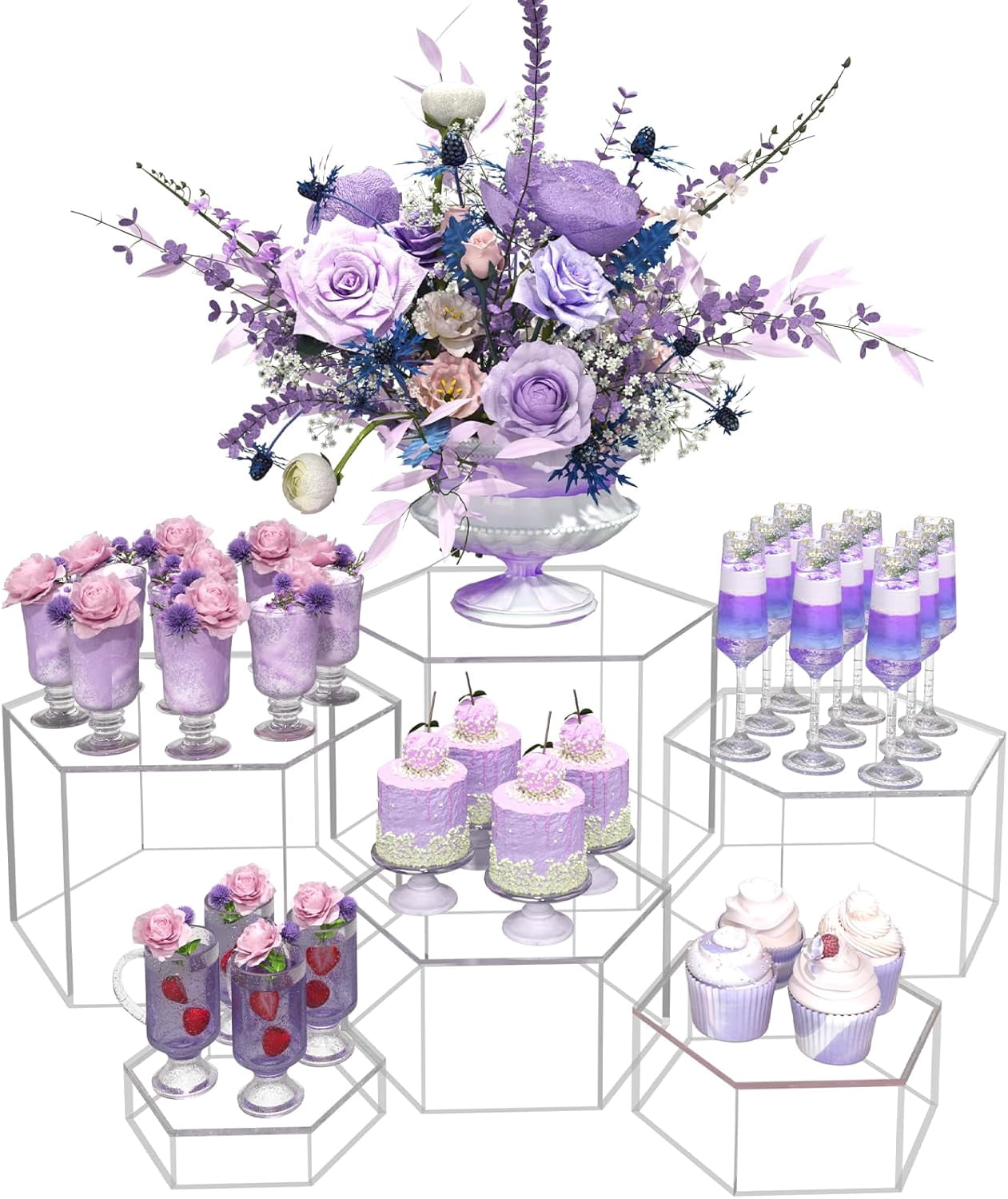 Buffet Risers, Food Display Risers for Party, Clear Acrylic Risers ...