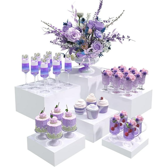 Buffet Risers, Food Display Risers for Party, White Acrylic Risers ...