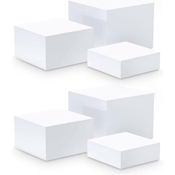 Buffet Risers, Food Risers for Buffet Table, White Risers for Display Figures Collectibles Jewelry, Acrylic Cube Dessert Table Display Nesting Riser with Hollow Bottoms 6"x7"x8"