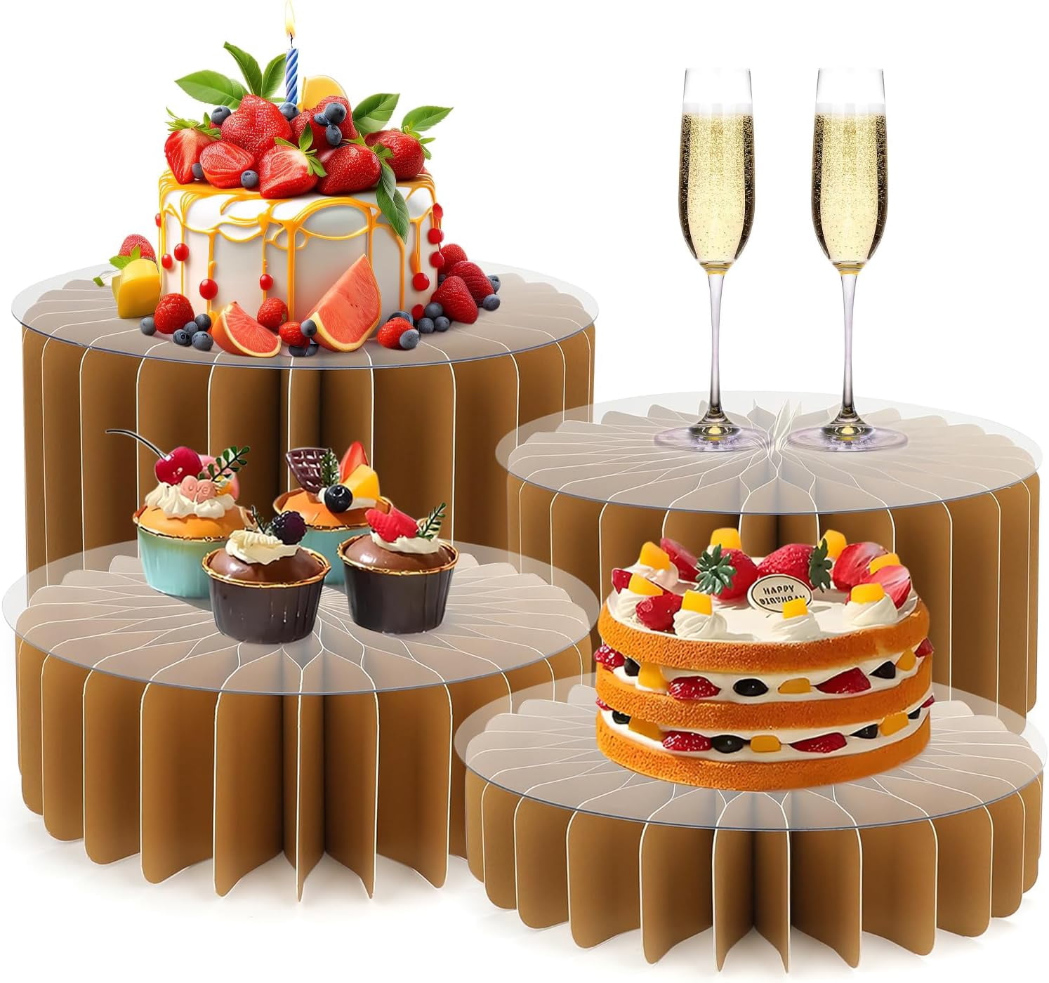 Buffet Risers Food for Table Acrylic Display Stands Tall Cake Cylinder ...