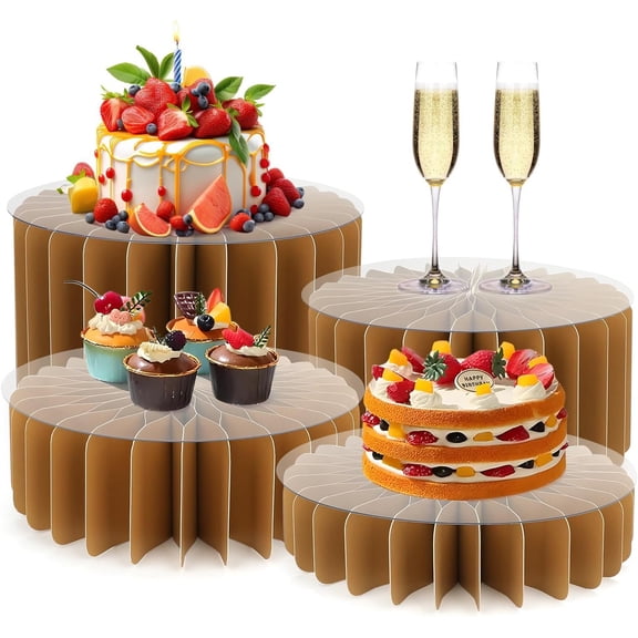 Buffet Risers Risers for Buffet Table Risers Display Stands Tall Cake Stands Cylinder Stands for Party Pedestal Cake Stand Dessert Table Display Set Cupcake Stands Cupcake Display (Golden)