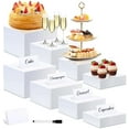 thumbnail image 1 of Buffet Risers Set of 8 Acrylic Cube Display Stands(8 PCS White Cube) Box Risers with Hollow Bottoms 4 Different Size Dessert Table Display Set Food Nesting, 1 of 8