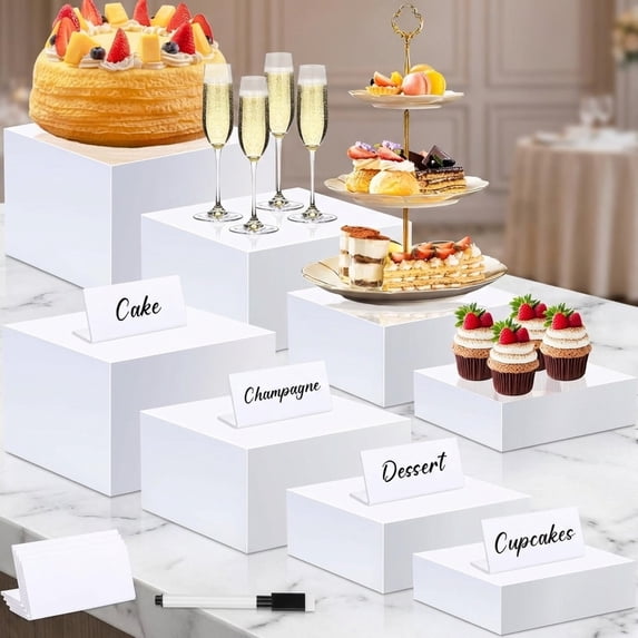 Buffet Risers Set of 8 Acrylic Cube Display Stands Box Risers with ...