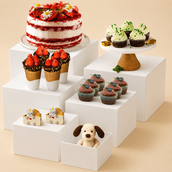 Buffet Risers, White Acrylic Display Stands, Dessert Stands for Table