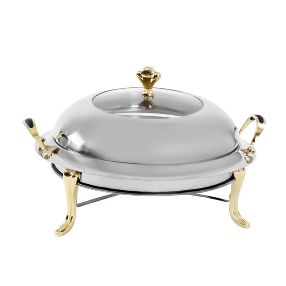Buffet Server, 28cm Gold Stainless Steel Chafing Dish with Handles, Food Warmer for Hot & Cold Dishes, Catering, Easy to Clean