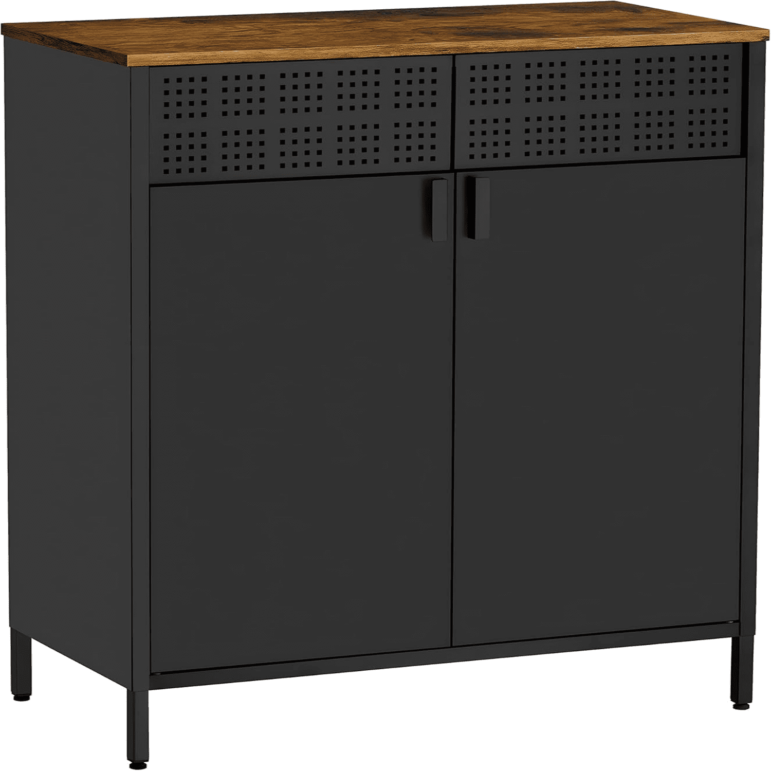 Buffet Sideboard Metal Storage with Hazy PC Board Doors