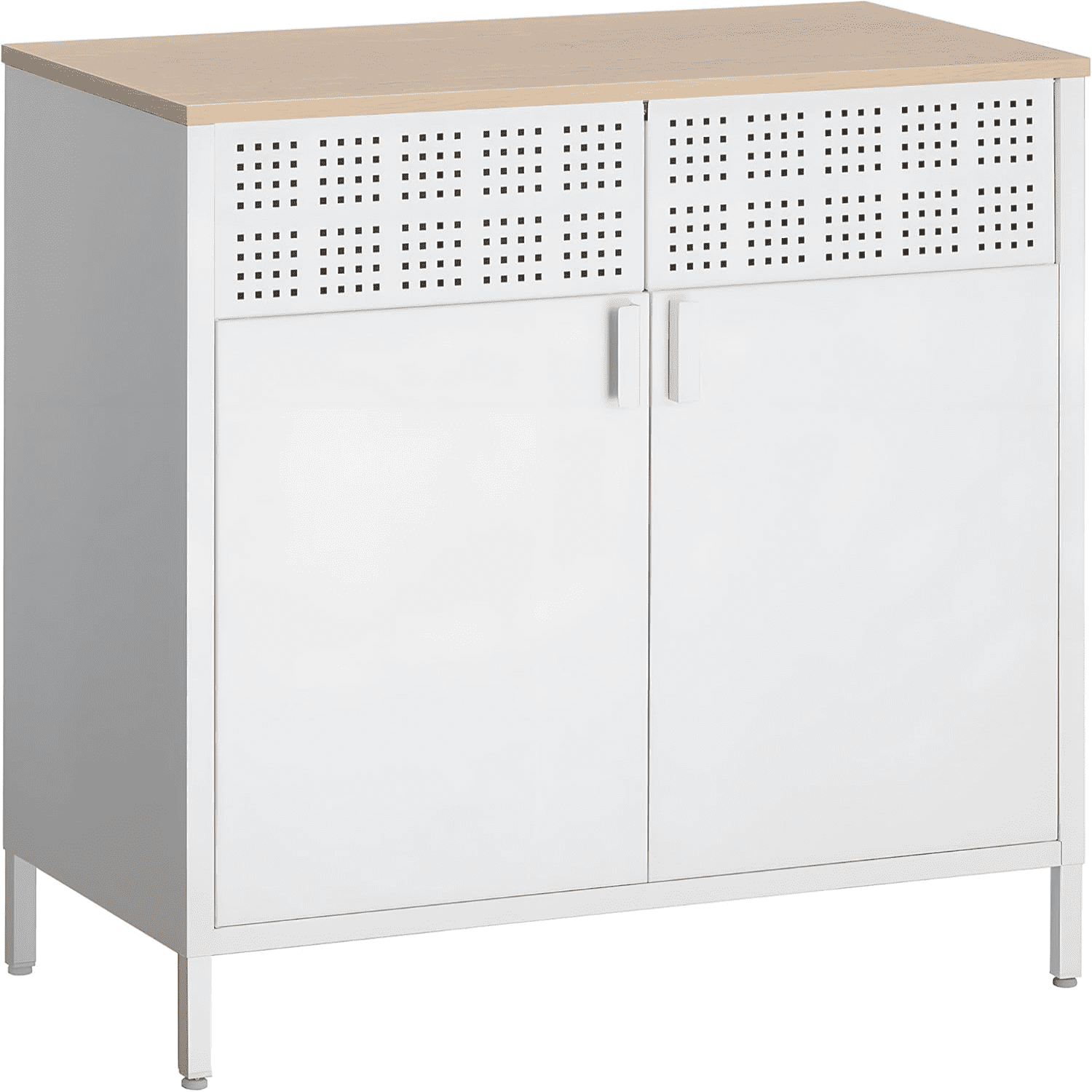 Buffet Sideboard Metal Storage with Hazy PC Board Doors
