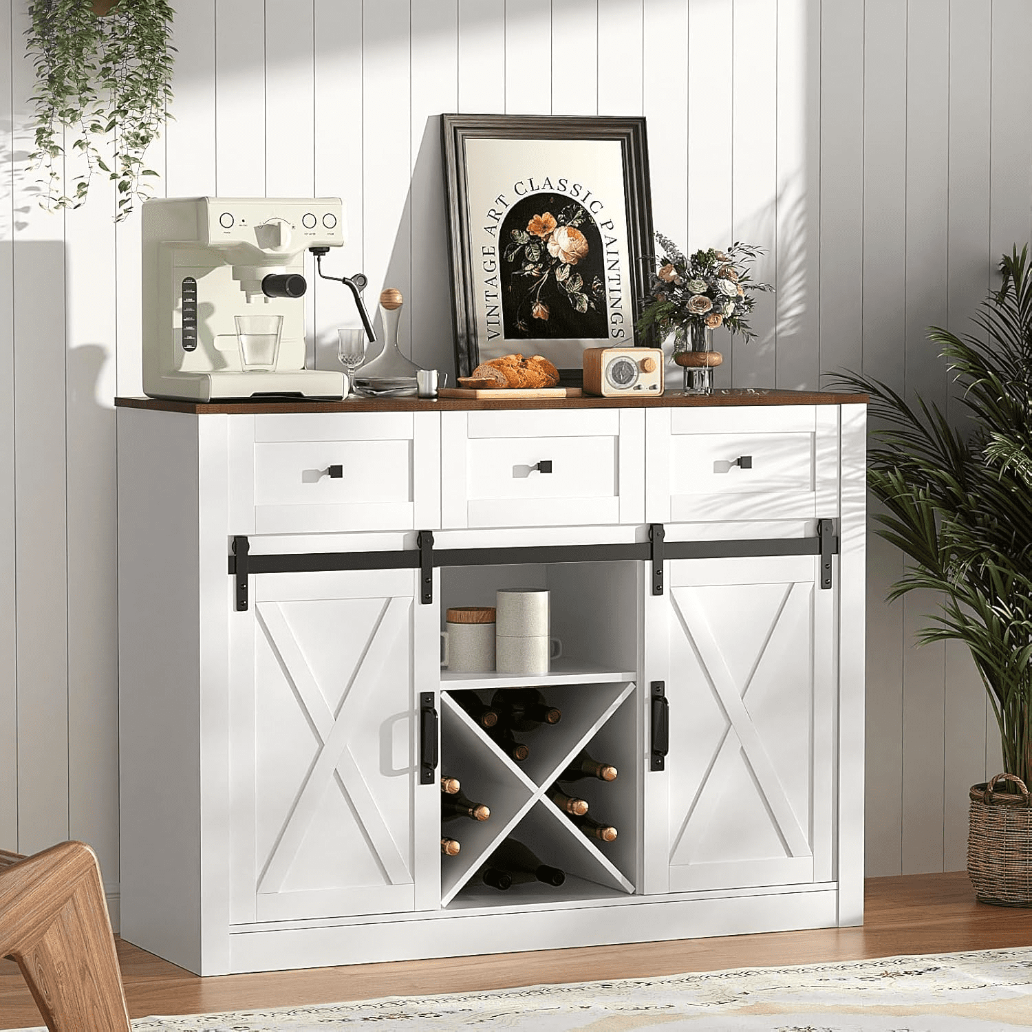 Buffet Sideboard with Storage Farmhouse Coffee Bar with