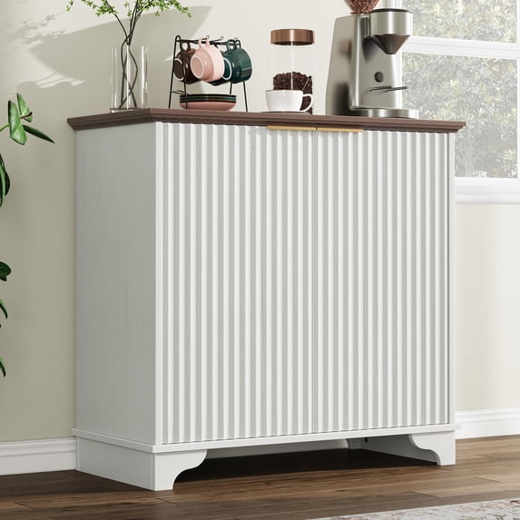 Buffet Sideboard Cabinet with Storage, Fluted Storage Cabinet with 2 Doors, Adjustable Shelves, Freestanding Accent Cabinet, Console Table for Living Room, Kitchen, Hallway