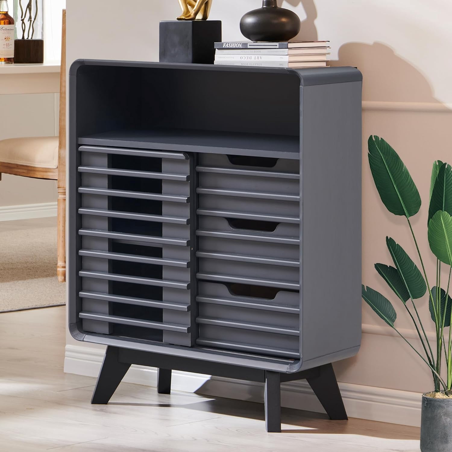 Buffet Sideboard Cabinet w/3 Smooth Sliding Drawers Storage Cabinet w ...