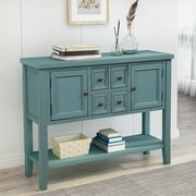 Buffet Sideboard, Console Table with 4 Storage Drawers, 46x15x34 Wood Buffet Sideboard Desk with 2 Cabinets and Bottom Shelf, Retro Console Table Entryway Table Accent Table for Entryway, S8800