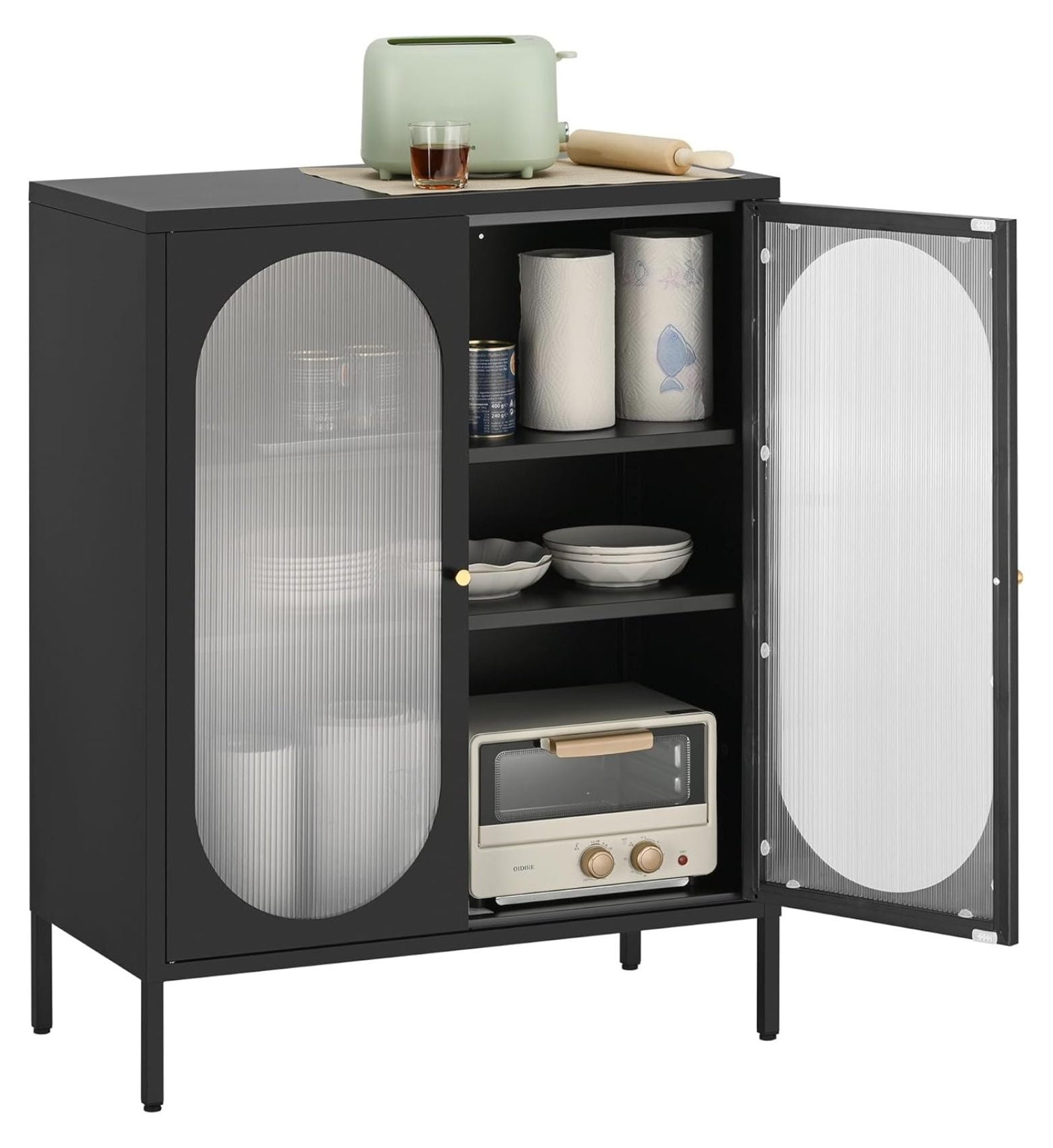 CRYBVYUBN Metal Storage Cabinet Buffet Sideboard With Translucent PC Board Doors Wooden Tabletop Two Color Handles Cabinet Kitchen Living Room Bar Natural CRYBVYUBN Metal Storage Cabinet Buffet Sideboard With Translucent PC Board Doors Wooden Tabletop Two Color Handles Cabinet Kitchen Living Room Bar Natural