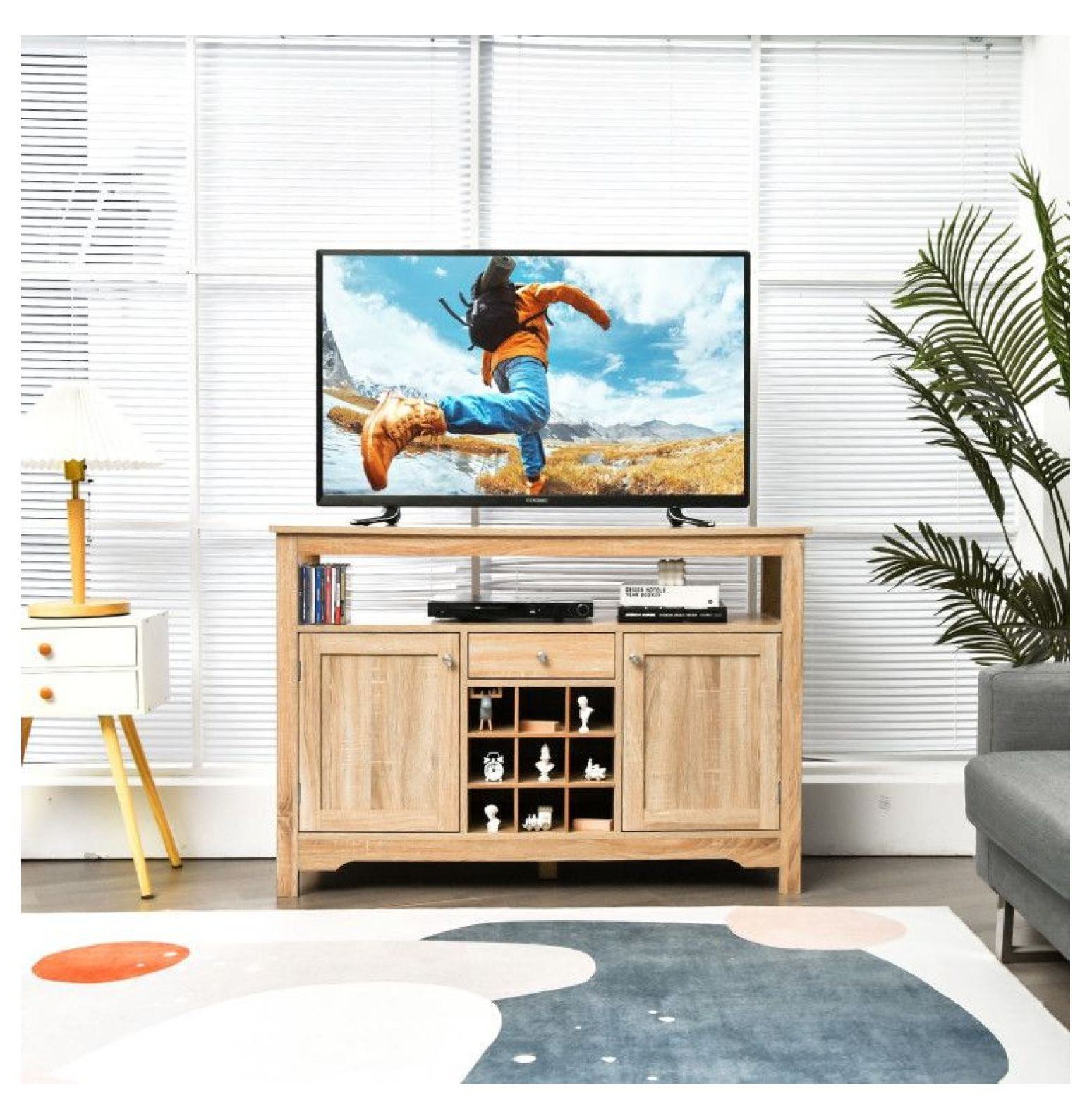 Buffet Sideboard with Wine Rack - Kitchen Server Cabinet with Open ...