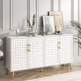 thumbnail image 1 of Accent Cabinet with Woven Door, Farmhouse 4 Doors Storage Cabinet, Console Cabinet for Living Room, 1 of 7