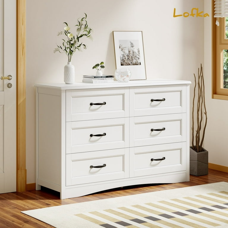 White Dresser Lofka 6 Drawer Dresser for Bedroom Nursery Dresser for Living Room Kids Room