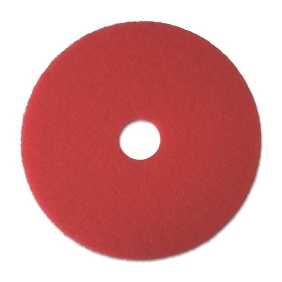 Buffing Floor Pads, 17" Diameter, Red, 5/Carton