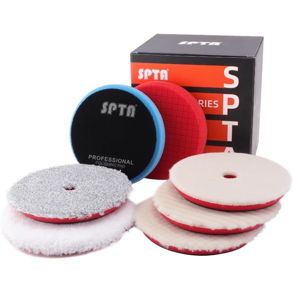 Buffing Polishing Pads, 7Pc 6.5 Inch Face for 6Inch 150mm Backing Plate Compound Sponge Pads Cutting Pad Kit For Car Buffer Polisher Compounding, and Waxing -YL6PADMIX