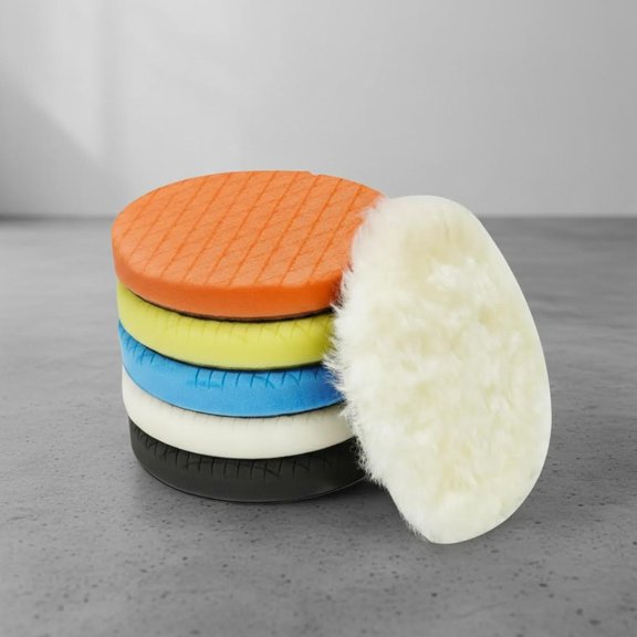 Buffing Polishing Pads, Face for Backing Plate Compound Buffing Sponge and Woolen Pads Cutting Polishing Pad Kit for Car Buffer Polisher, Polishing and Waxing