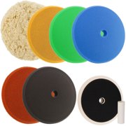Buffing and Polishing Kit with 6 - 8" Pads; 5 Foam & 1 Wool Grip Pads and a 5/8" Threaded Polisher Grip Backing Plate