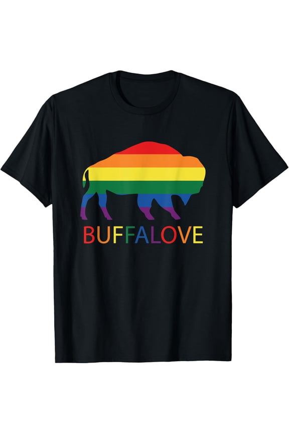 Bufflove Buffalo Say Gay Rainbow LGBTQ Pride Month T-Shirt