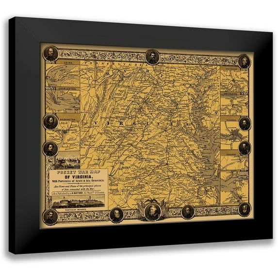 Bufford 14x12 Black Modern Framed Museum Art Print Titled - Virginia Pocket War - Bufford 1861