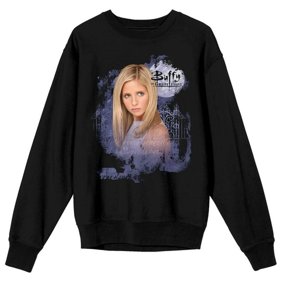 Buffy The Vampire Slayer Buffy Anne Summers Poster Art Crew Neck Long Sleeve Black Adult Sweatshirt-Medium