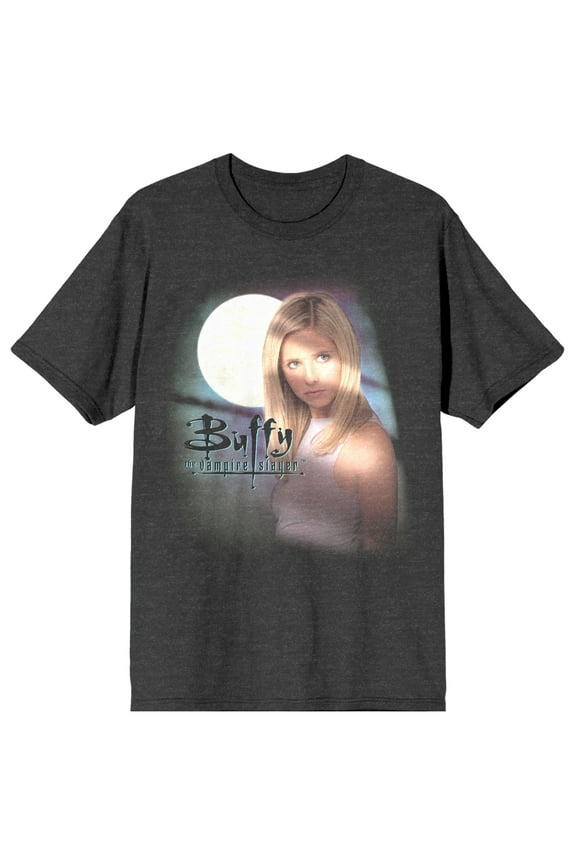 Buffy The Vampire Slayer Full Moon Key Art Crew Neck Short Sleeve Charcoal Melange Women's T-shirt-XL