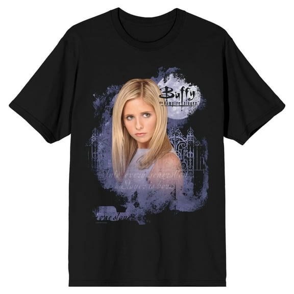 Buffy The Vampire Slayer Full Moon Poster Art Crew Neck Short Sleeve Men's Black T-shirt-Medium