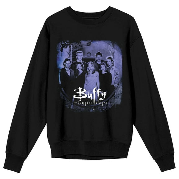 Buffy The Vampire Slayer Group Shot Long Sleeve Black Adult Sweatshirt-Medium