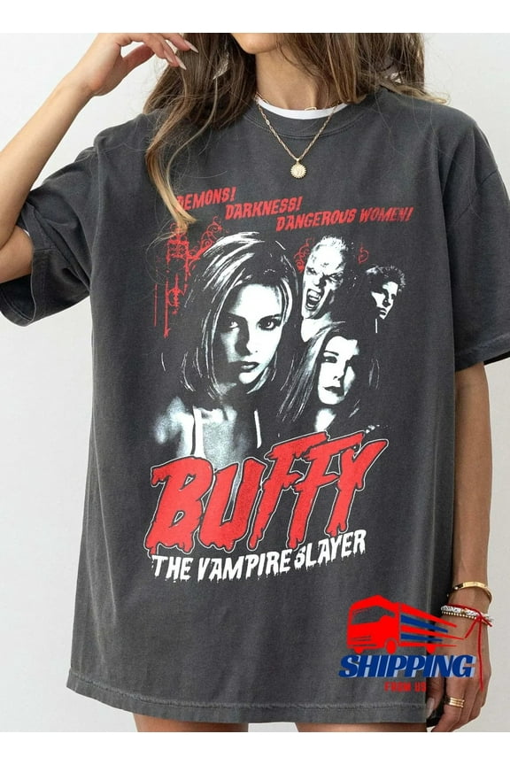 Buffy The Vampire Slayer Shirt, Horror Movie Tee, Sunnydale Razorback Shirt, Dingoes At My Baby Buffy Shirt, Buffy Shirt ,Charcoal Color,Size L