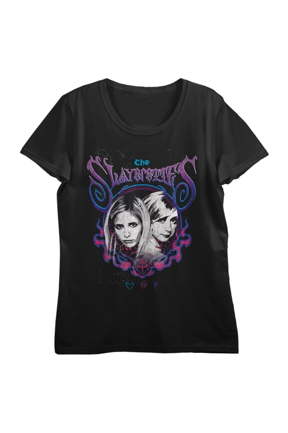 Buffy The Vampire Slayer Slayerettes Crew Neck Short Sleeve Women's Black T-shirt
-3XL