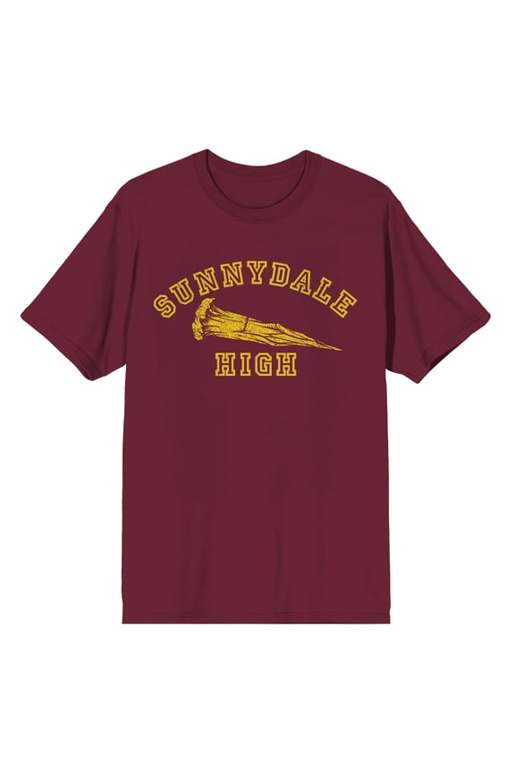 Buffy The Vampire Slayer Sunnydale High Adult Maroon Crew Neck Short Sleeve T-shirt-XXL