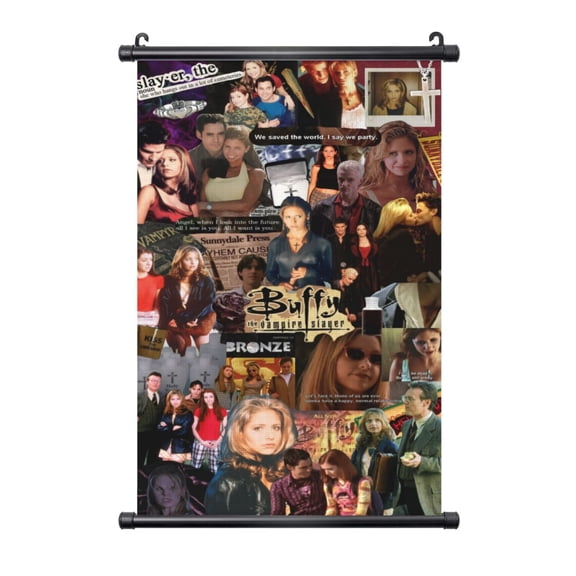 Buffy The Vampire Slayer Hanging Poster, Black Plastic Shaft Wall Hanging Posters Scroll Hanger, Canvas Artwork Wall Art Painting Decor for Living Room Bedroom Office 20"X30"