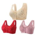 thumbnail image 1 of Bufgaceh 3PC Bras for Women Older, Daisy Bra for Seniors Button Front Closure Bralette Full Coverage Convenient No Underwire Brassiere, 1 of 6
