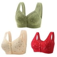 thumbnail image 1 of Bufgaceh 3PC Bras for Women Older, Daisy Bra for Seniors Button Front Closure Bralette Full Coverage Convenient No Underwire Brassiere, 1 of 6
