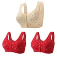 thumbnail image 1 of Bufgaceh 3PC Bras for Women Older, Daisy Bra for Seniors Button Front Closure Bralette Full Coverage Convenient No Underwire Brassiere, 1 of 5