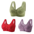 thumbnail image 1 of Bufgaceh 3PC Bras for Women Older, Daisy Bra for Seniors Button Front Closure Bralette Full Coverage Convenient No Underwire Brassiere, 1 of 6