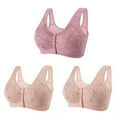 thumbnail image 1 of Bufgaceh 3PC Bras for Women Older, Daisy Bra for Seniors Button Front Closure Bralette Full Coverage Convenient No Underwire Brassiere, 1 of 5