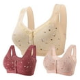thumbnail image 1 of Bufgaceh 3PC Bras for Women Older, Daisy Bra for Seniors Button Front Closure Bralette Full Coverage Convenient No Underwire Brassiere, 1 of 7