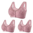 thumbnail image 1 of Bufgaceh 3PC Bras for Women Older, Daisy Bra for Seniors Button Front Closure Bralette Full Coverage Convenient No Underwire Brassiere, 1 of 4