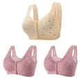 thumbnail image 1 of Bufgaceh 3PC Bras for Women Older, Daisy Bra for Seniors Button Front Closure Bralette Full Coverage Convenient No Underwire Brassiere, 1 of 5