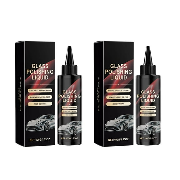 Bufgaceh Auto Glass Polish Water Damage Scratches Cleaning and Liquid Coating Car Special Fast Drying Bright Wiper Booster 100ml, 2Pcs