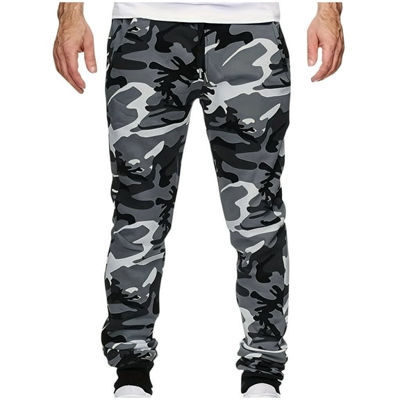 Bufgaceh Camo Joggers Sweatpants For Men Lightweight Hiking Outdoor Cinch Bottom Pants Elastic Waist Drawstring Athletic Pants