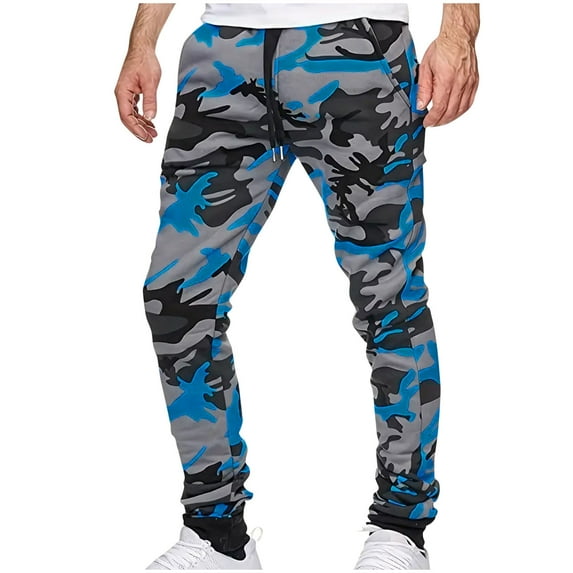 Bufgaceh Camo Joggers Sweatpants For Men Lightweight Hiking Outdoor Cinch Bottom Pants Elastic Waist Drawstring Athletic Pants