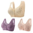 thumbnail image 1 of Bufgaceh Daisy Bras for Older Womens Free Wire Convenient Front Close Button Closure Bra No Underwire Cotton Bralette 3 Pack, 1 of 6