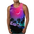 Bufgaceh Men 3D Print Tank Top Summer Casual Novelty Palm Tree Gym